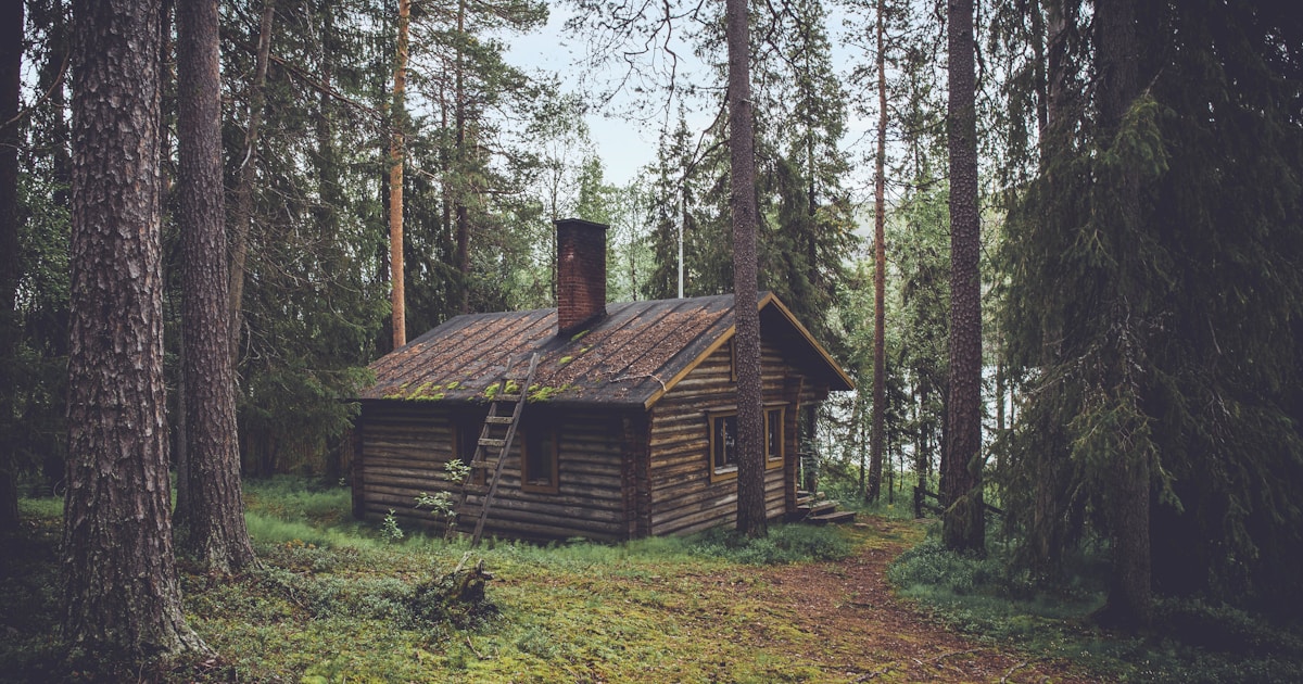 静かな森の中にたたずむ小屋