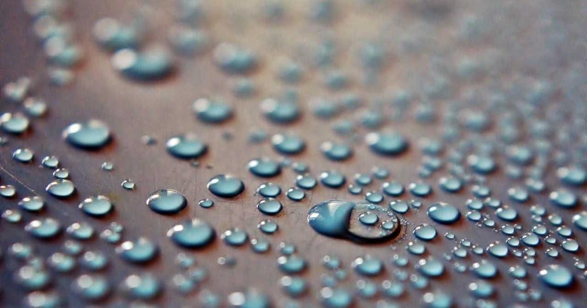 表面に散らばる無数の水滴